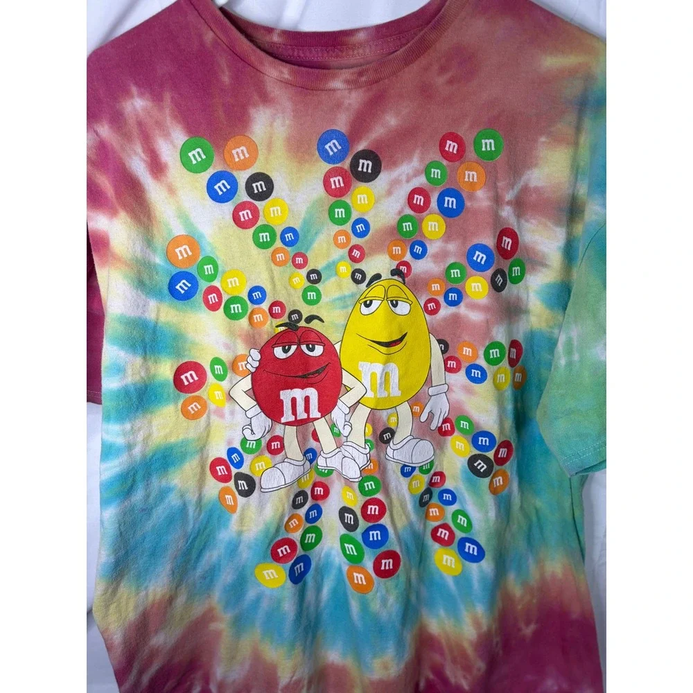 M&M's Official Licensed Tie Dye T-Shirt Mens 2XL Red Yellow Characters Candy